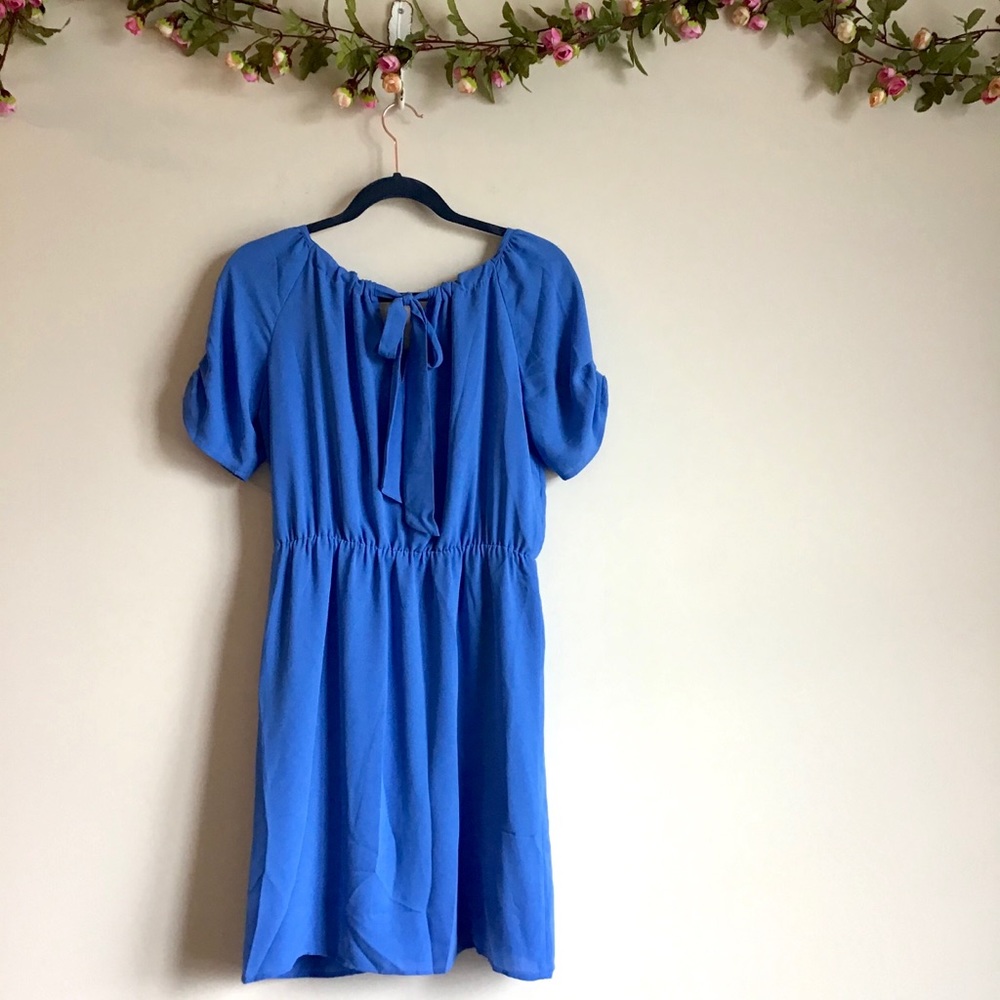 Ann Taylor LOFT blue short sleeve fit &flare dress - Picture 6 of 10